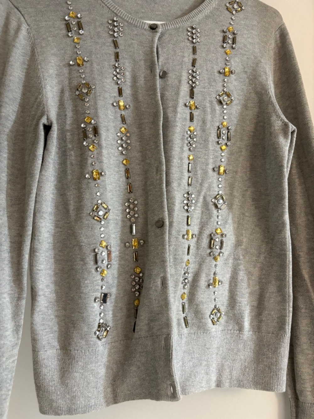 Ann Taylor Light Gray Sequin-Embellished Cardigan